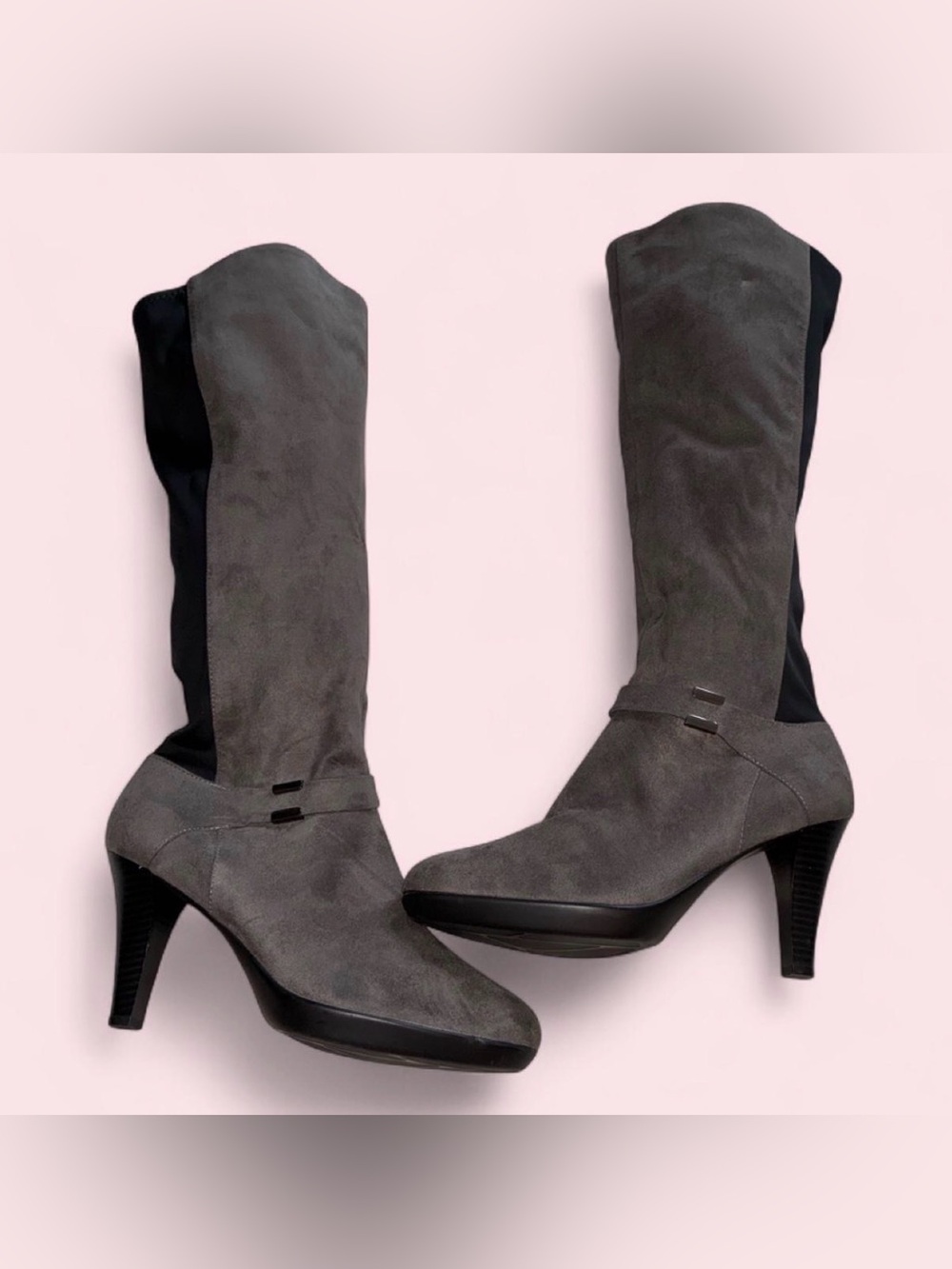 Alfani Gray Suede Knee-High Heeled Boots